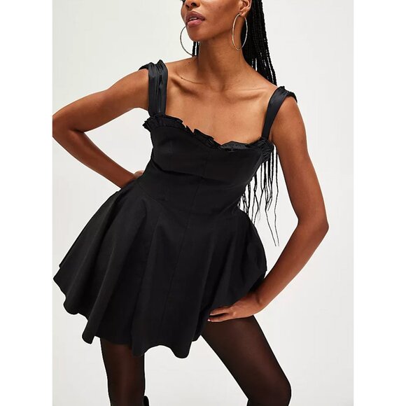 🎉LAST CHANCE🎉 FREE PEOPLE Midnight Magic Mini Dress / Black Combo - Picture 2 of 12